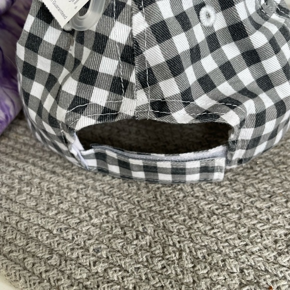 Set/3 Adjustable Baseball Hats Black White Gingham Purple Tie Dye Gold Corduroy - Picture 8 of 12